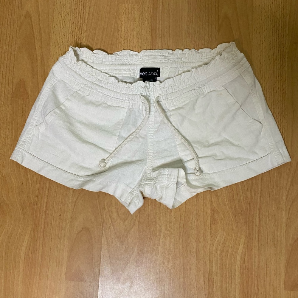 XS Wet Seal White Linen Beach Shorts